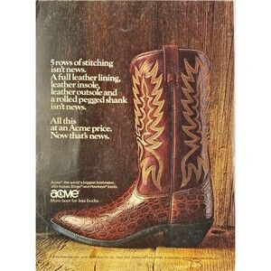 ACME Boots "All This at an ACME Price" Vintage Print Ad 1970's